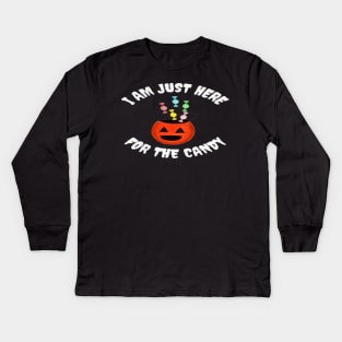 I Am Just Here For the Candy Card, Funny Halloween Gift Idea (Portrait) Kids Long Sleeve T-Shirt